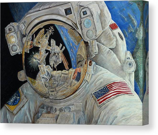 Astronaut painting in space
